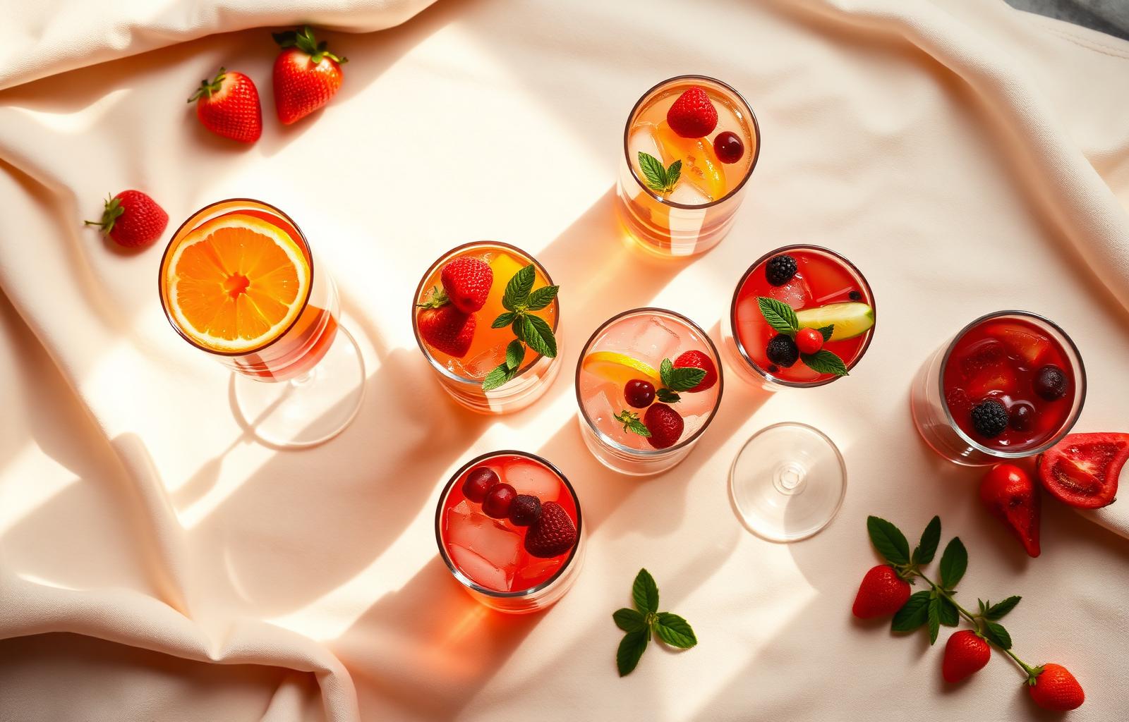 Editorial spread of non-alcoholic drinks offered by Five Diamonds Catering LLC
